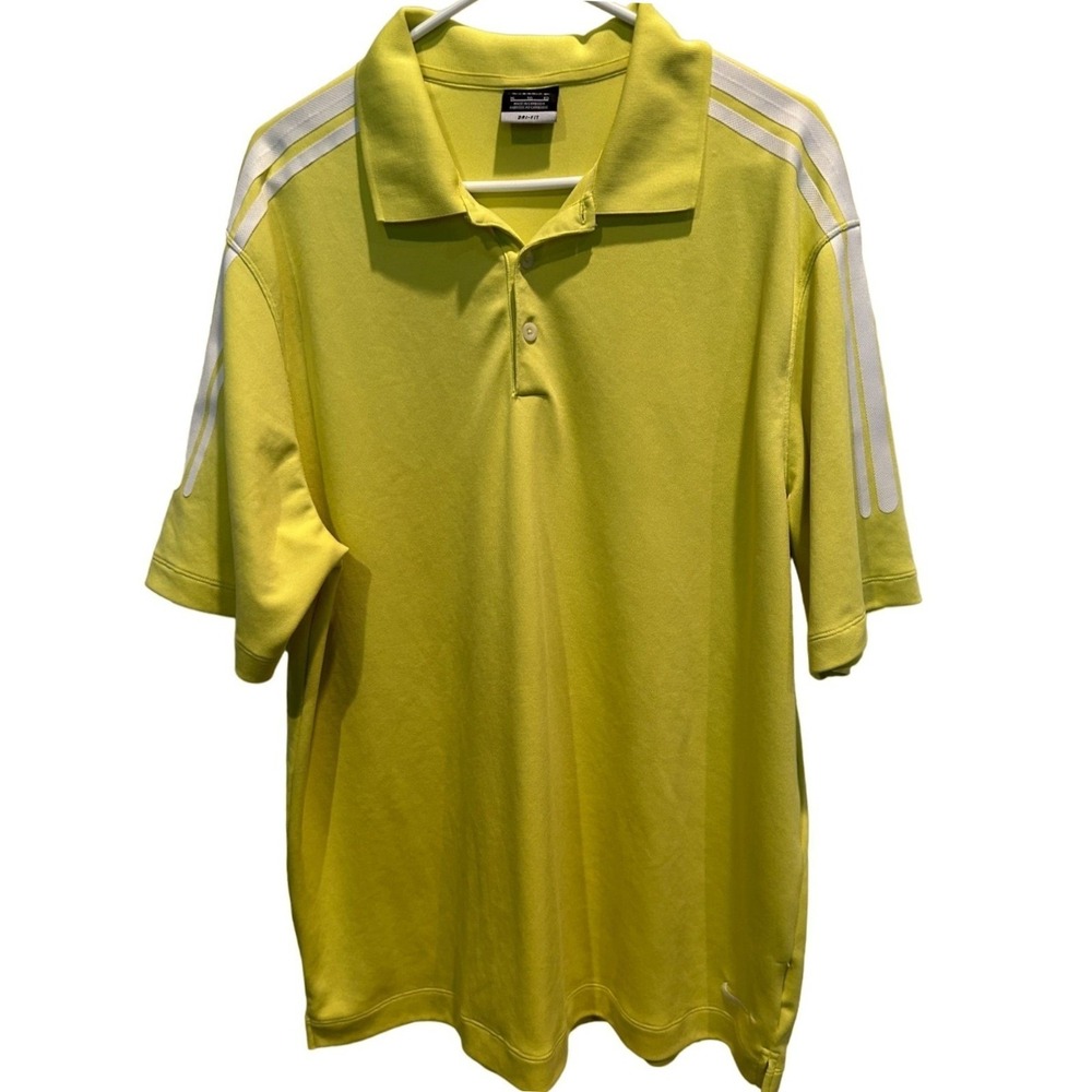 Nike Golf Polo XL Mens Yellow Dri-FIT Short Sleeve Striped Athletic Shirt
